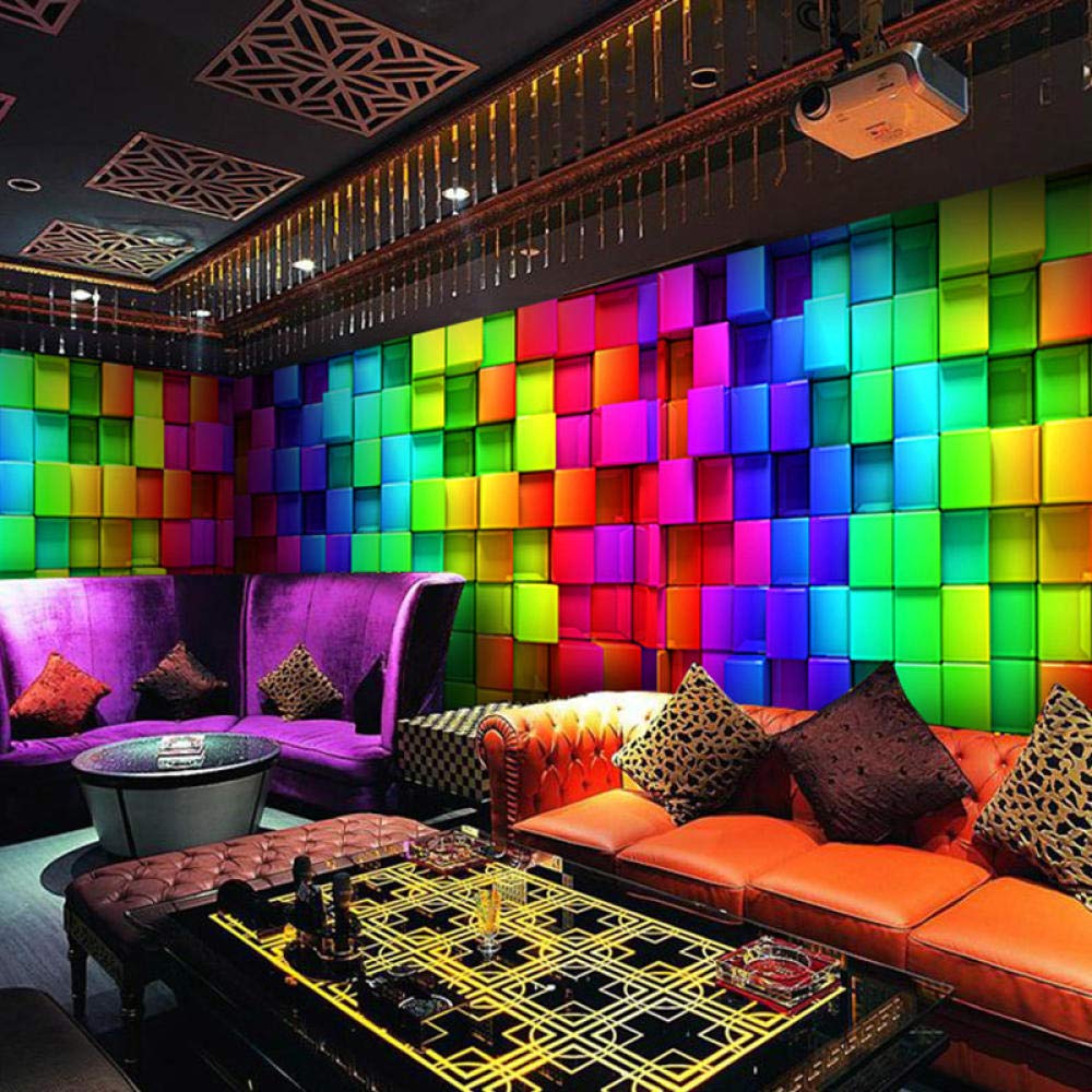 Niestandardowy kolorowy papier ścienny 3D stereo kostka do klubu nocnego dekoracja domu KTV salon tapeta niestandardowy rozmiar mural włóknina tapeta 250 cm (szer.) × 175 cm (wys.)