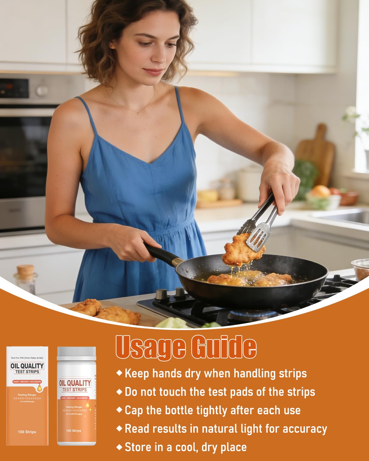 Pawfly Bandelettes Test Qualité Huile Friture, 100 Bandes, Kit Test Huile Cuisson – Test Acidité Instantané (0-5.0), Kit Analyse Huile pour Cuisine Maison, Restaurants & Services Alimentaires