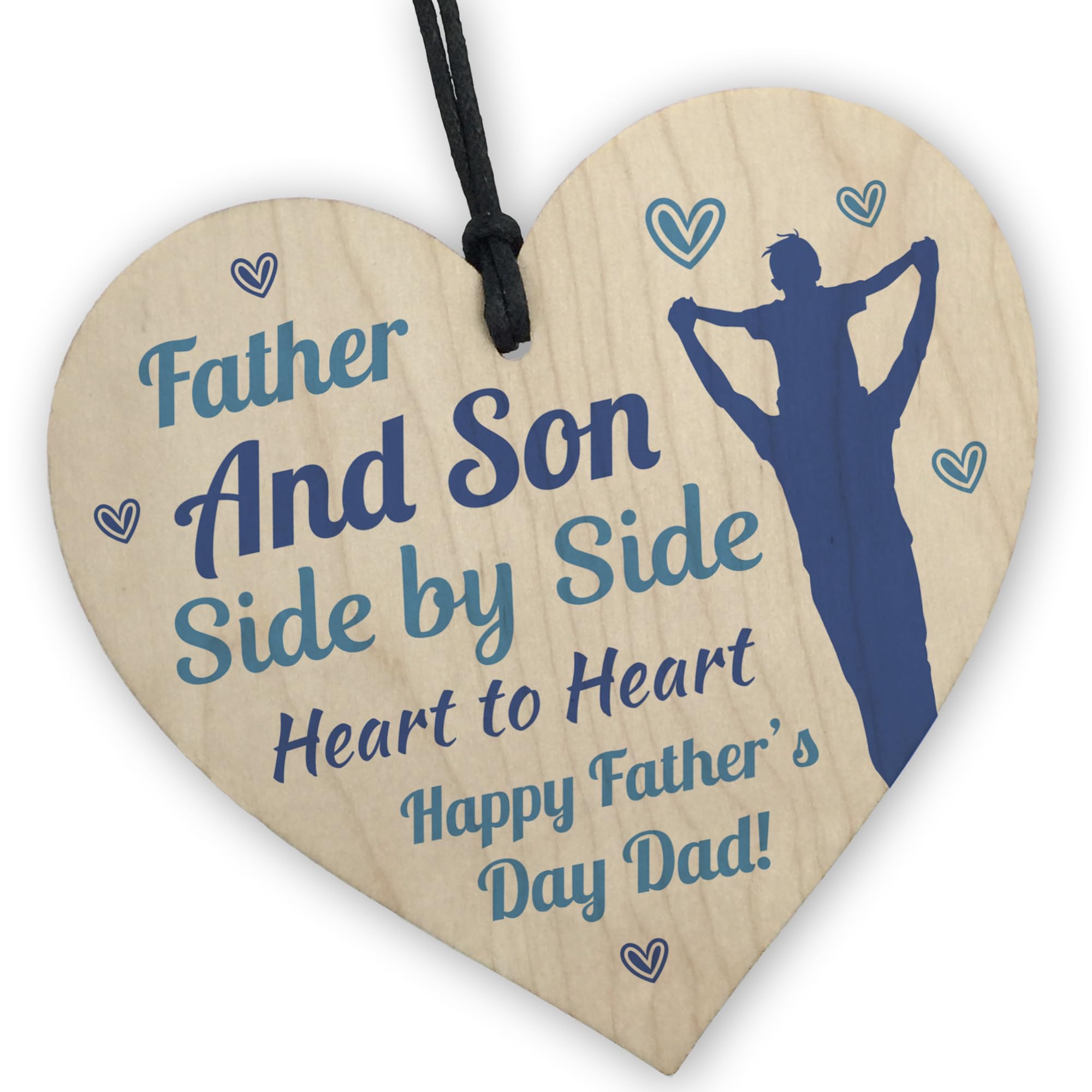 Red Ocean Happy Father's Day Wooden Heart Dad Gift From Son, Fathers Day Present Gifts For Dad, Dad Gifts From Son, Keepsake Gift For Dad, Dad Father's Day Gifts, Gifts For Him