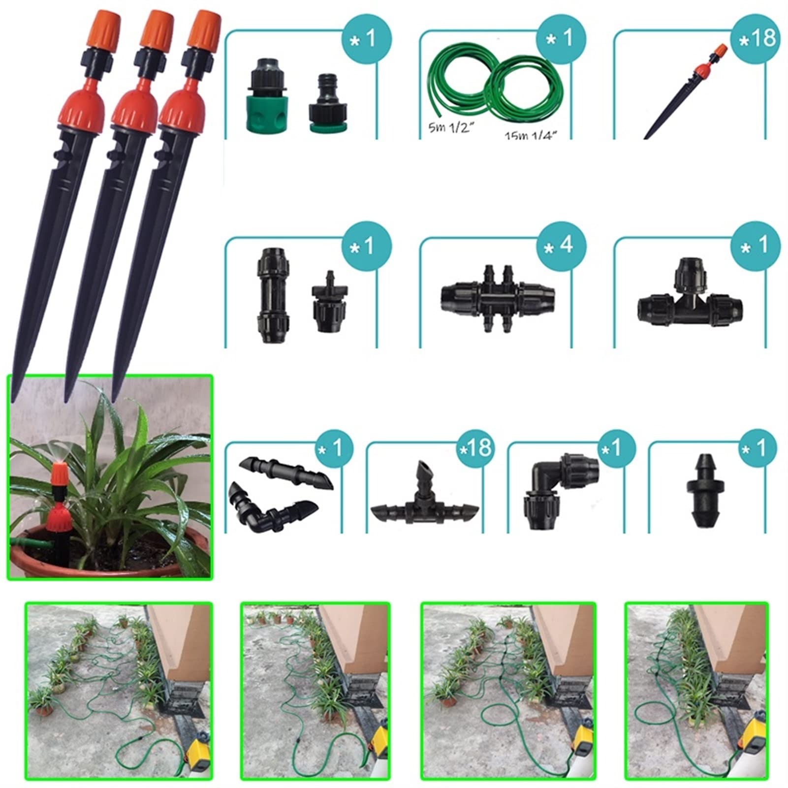 Controlador de aspersores WiFi, WiFi Temperador Inteligente Tuya Temporizador Home Garden Automático Sensor de Lluvia Sprentes de riego del Sensor de Lluvia(Mist and driping Set)