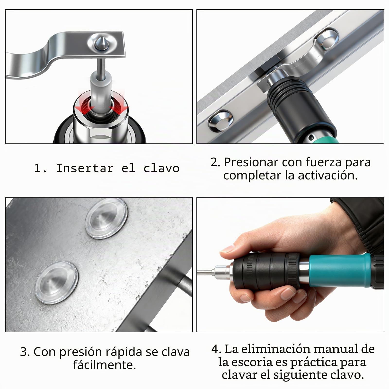 400 Clavos Para Pistola De Clavos Manual, Clavos De Acero Endurecido 7,3 mm, Pistola De Clavos Para Acero, Nail Gun, Clavos Para Tejados, Pistola Neumática, Para Techos De Hormigón Y pared Gruesos