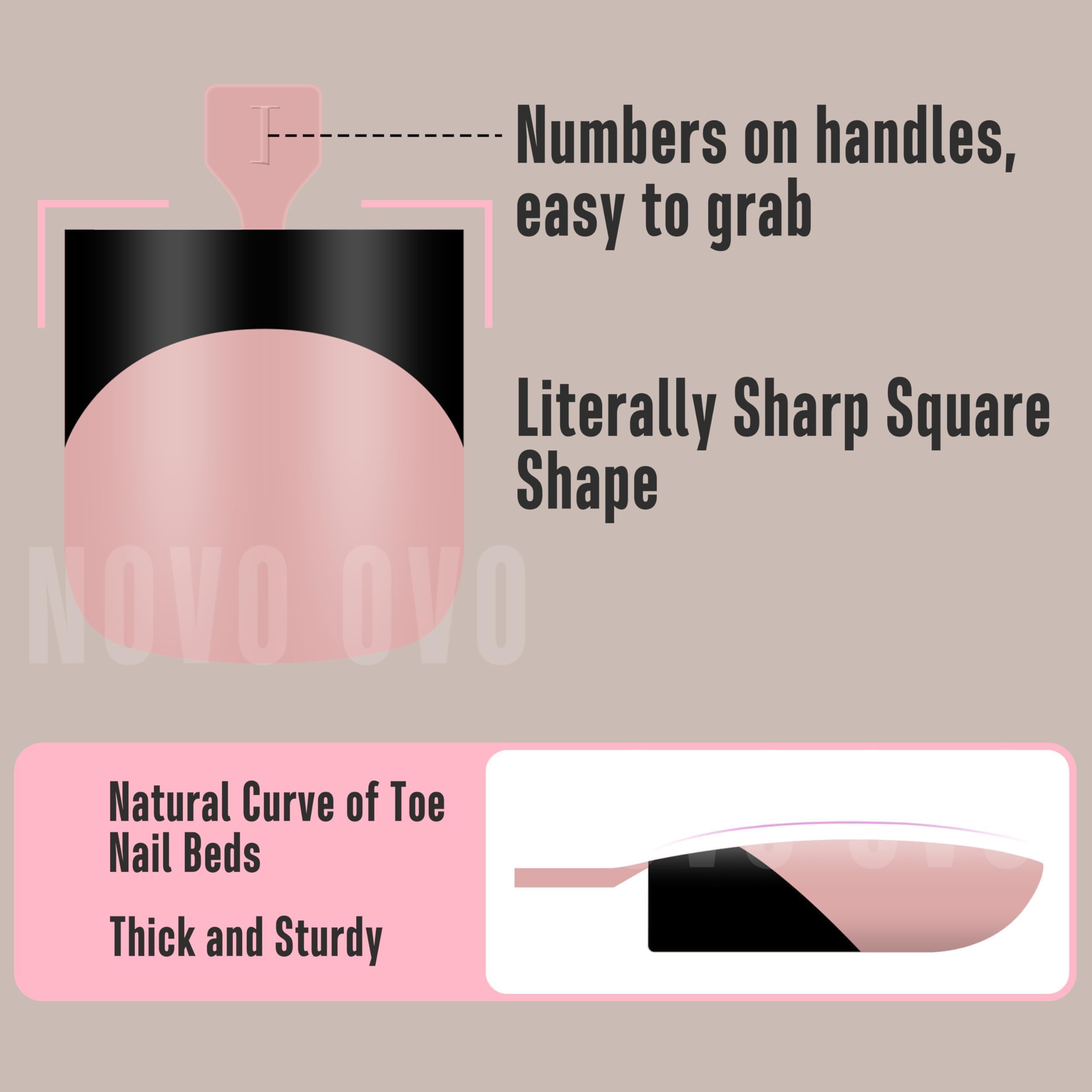 NOVO OVO Halloween Black French Tip Toe Nail Tips Press on - Image 2