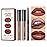 QiBest 3-in-1 Lipstick Set for Women & Teen Girls, Matte Liquid Lipstick + Lip Gloss + Gel Lip Liner Pencil Trio Lip Gift Kit for 24 Hours Long Lasting & Waterproof Lip Makeup (Whiskey Honey)