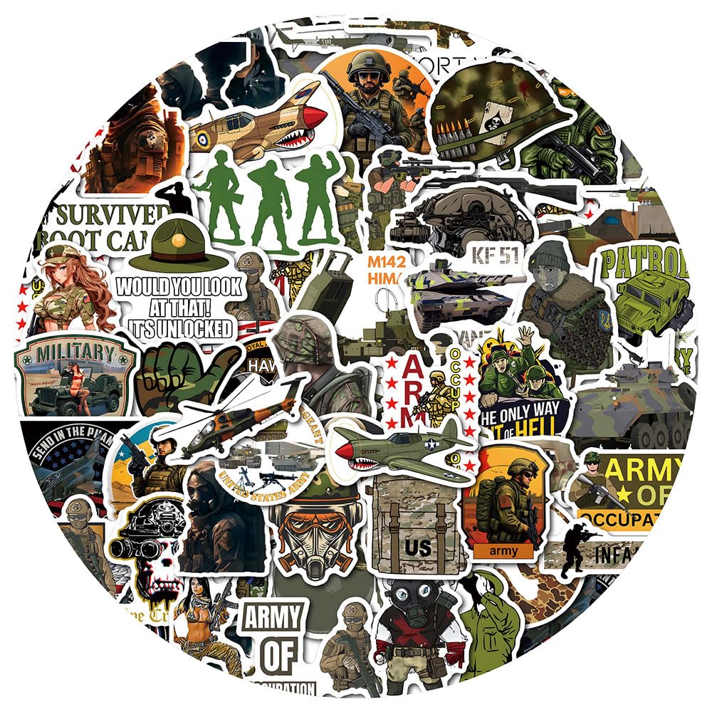 50 Pcs Military Stickers for Kids Teens Adults Boys Girls Gift,Stickers Pack for Laptop,Skateboard,Luggage,Car,Bike