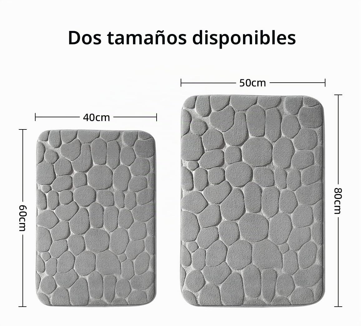 Chakme Alfombrilla de baño, Espuma viscoelástica, Absorbente, Alfombrilla de ducha 43 x 61 cm, Gris Claro
