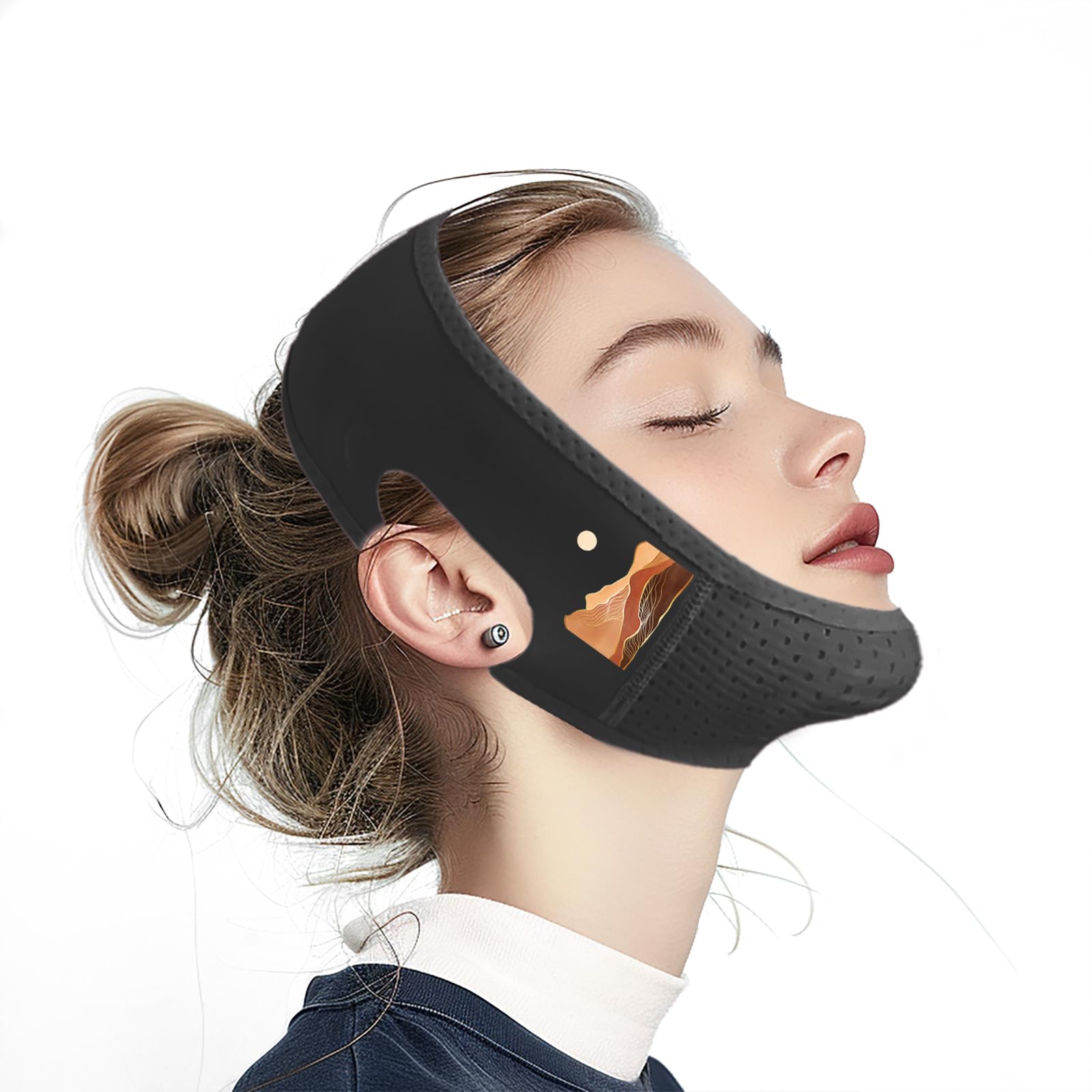 Chin Strap for Sleeping V Line Lifting Mask Cute Series Reusable Face Strap Jaw Exerciser Black-3