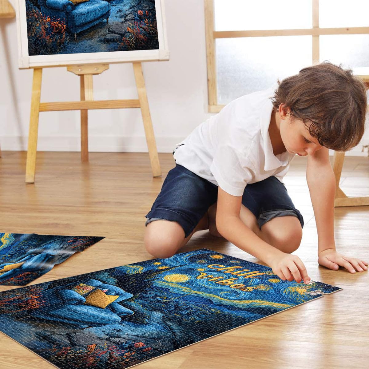 Puzzles pour Adolescents de 2000 pièces Ambiance relaxante de Nuit étoilée Jeu de Quiz est idéal comme Cadeau pour Toute la Famille 70x100cm