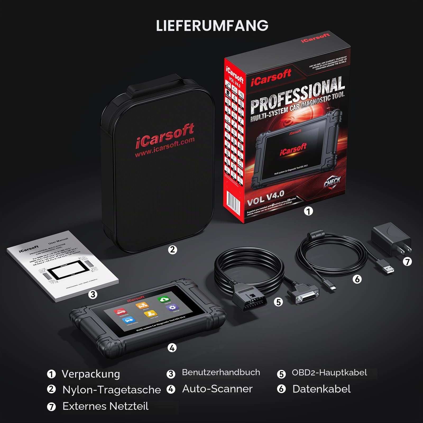 iCarsoft VOL V4.0 Bidirektionales Diagnose-Scan-Tool für Volvo/SAAB OBD2-Scanner + 2 Fahrzeugmarken, alle Systeme, alle Reset-Funktionen/Aktivierungstest/Batterie-Registrierungstool