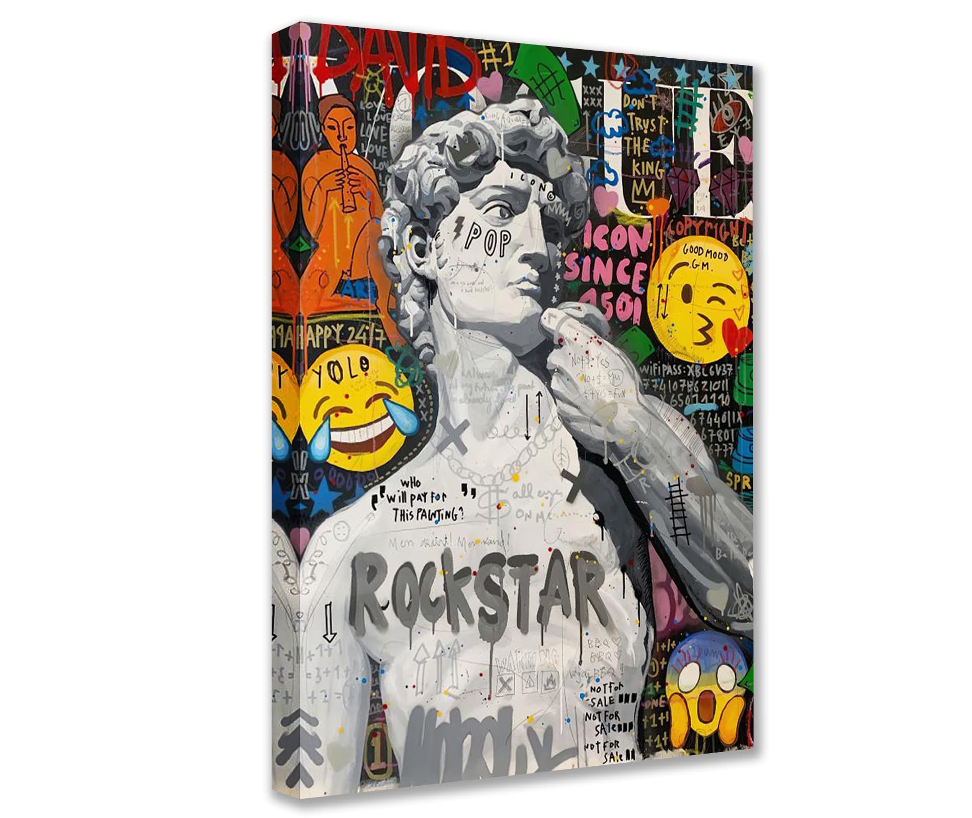 Tucocoo Room Decor Colorful Paintings Creative Graffiti Pictures 1 Panel Canvas Street Pop Wall Art Modern Artwork Home Decor for Living Room Giclee Framed Gallery-wrapped Ready to Hang 16x24inch