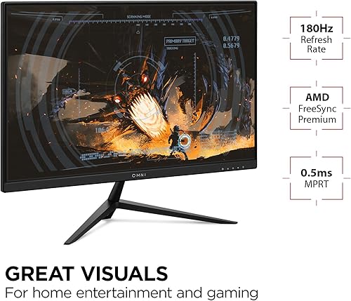 Miniatura 3 de ViewSonic Omni VX2428 Monitor de juegos de 24 pulgadas 180 Hz 0.5 ms 1080p IPS con FreeSync Premium, sin marco, HDMI y DisplayPort, negro