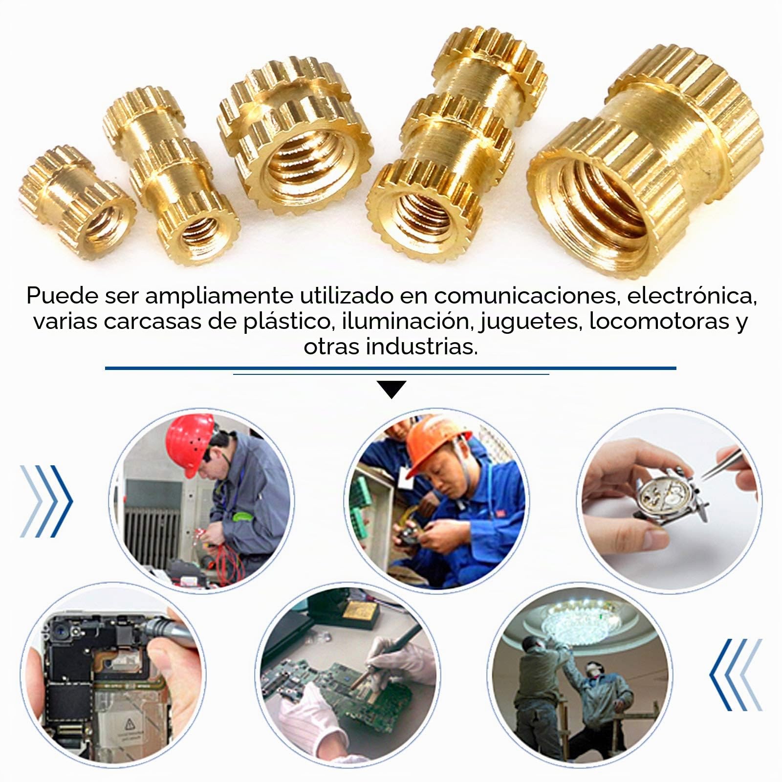Glarks 460 piezas M2 M3 M4 M5 insertos roscados de latón moleteado con rosca interior tuerca de inserción empotrada kit surtido para proyectos de impresión 3D