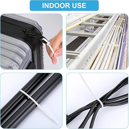 Miniatura 5 de 200 bridas blancas de 12 pulgadas, resistentes, resistentes a la tracción, 50 libras, bridas transparentes para cables, con autobloqueo, para