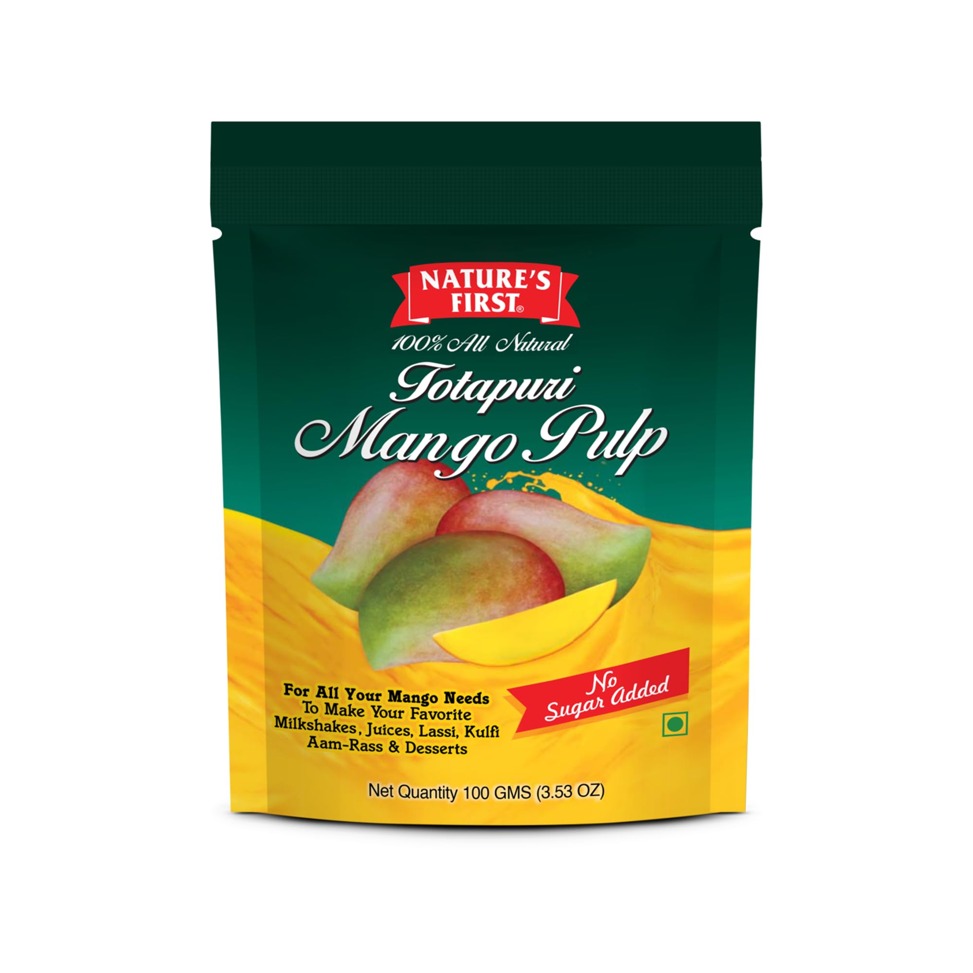 Sponsored Ad - Nature's First Totapuri Mango Pulp (24 x100 gms), with Pure Mango Goodness, Natural Sweet Flavor for Dessert, Shakes, Lassi, Smoothies, Fruit Juice