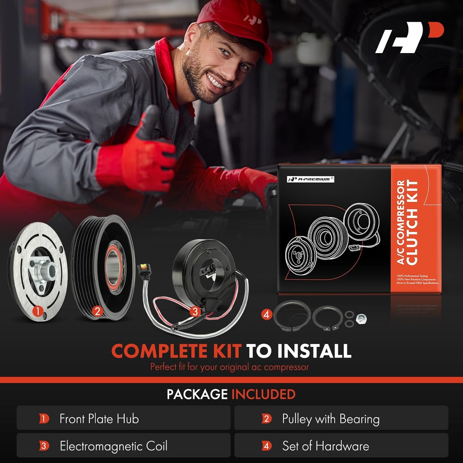 A-Premium Air Conditioner AC Compressor Clutch Kit Compatible with Jaguar E-Pace F-Pace F-Type XE XJ & Land Rover Range Rover 2013-2022, Range Rover Sport, Discovery, Discovery Sport, LR4, Defender 90