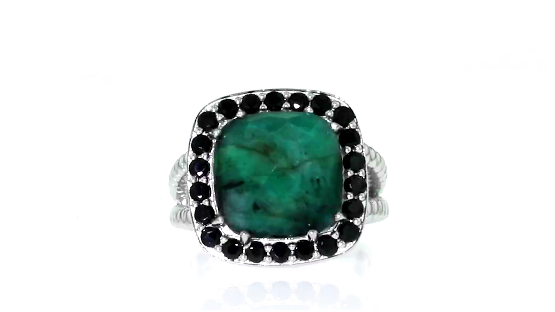 Opaque Emerald and Black Spinel Ring in Sterling Silver on Amazon Live