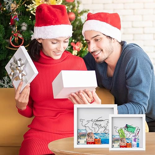 Miniatura 9 de Travel Memories Keeper, soporte para boletos con diseño de mapa y avión, caja de sombra para recuerdos, regalos de teatro (tamaño 8 pulgadas