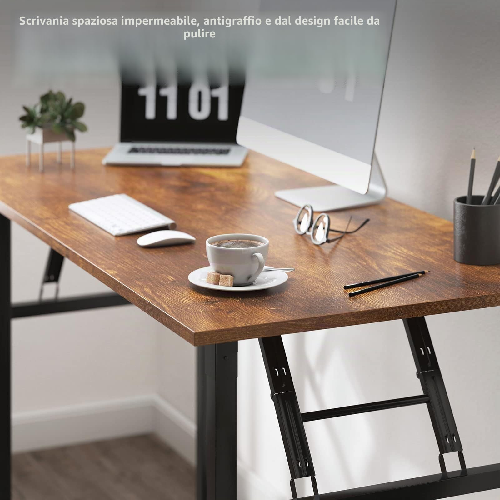 SogesHome Tavolo Pieghevole Scrivania da Computer 80 cm 100 cm 120 cm per Uso Domestico e Ufficio, Tavolo da Scrittura e Conferenza (Nero Retrò, 120 cm x 60 cm)