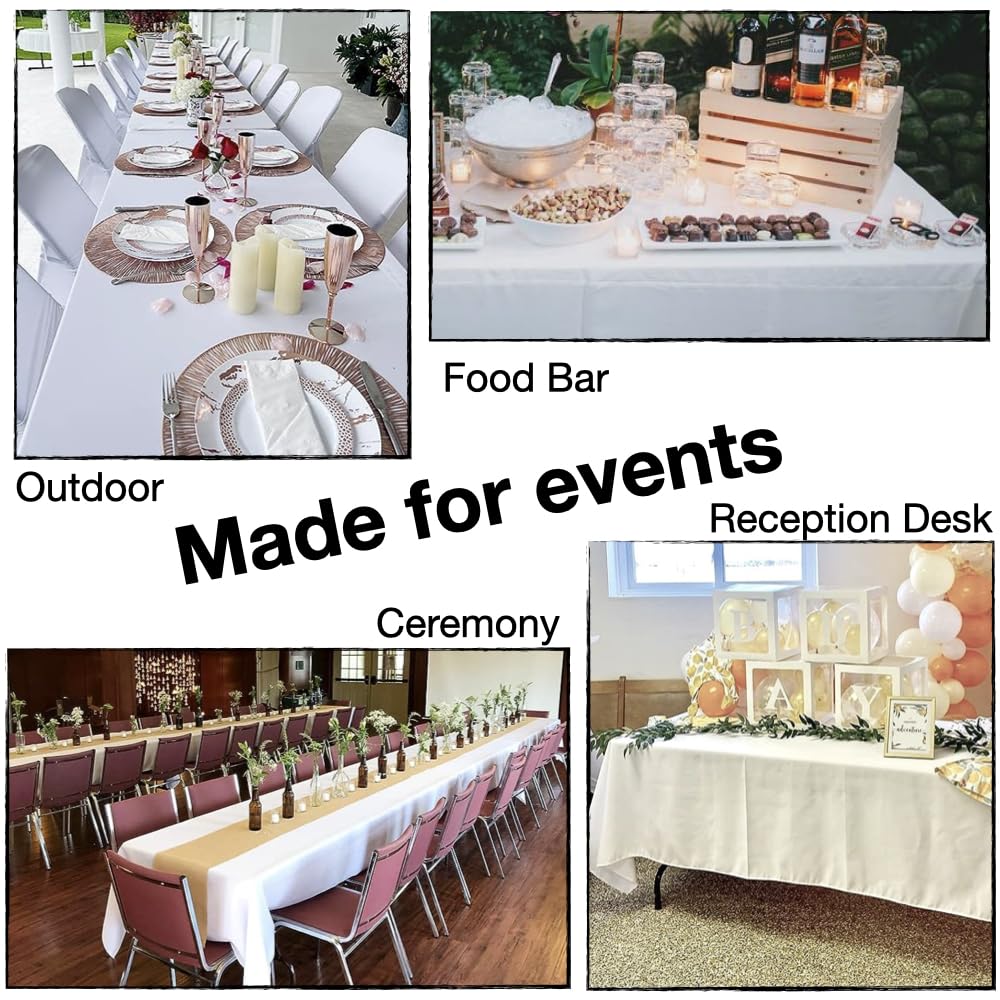 Urby White Rectangular Tablecloth, 156 x 90 Inch, Polyester, Machine Washable, Fits 8-10 Person, Ideal for Home & Outdoor Use - Image 4