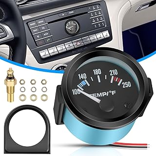 12V Water Temperature Gauge 100-250℉, 52mm Water Temp Gauge LED Backlight, Water Coolant Temp Gauge, Water Temp Meter with Sensor, Electrical Water Temperature Gauge for Car RV Truck Boat Marine