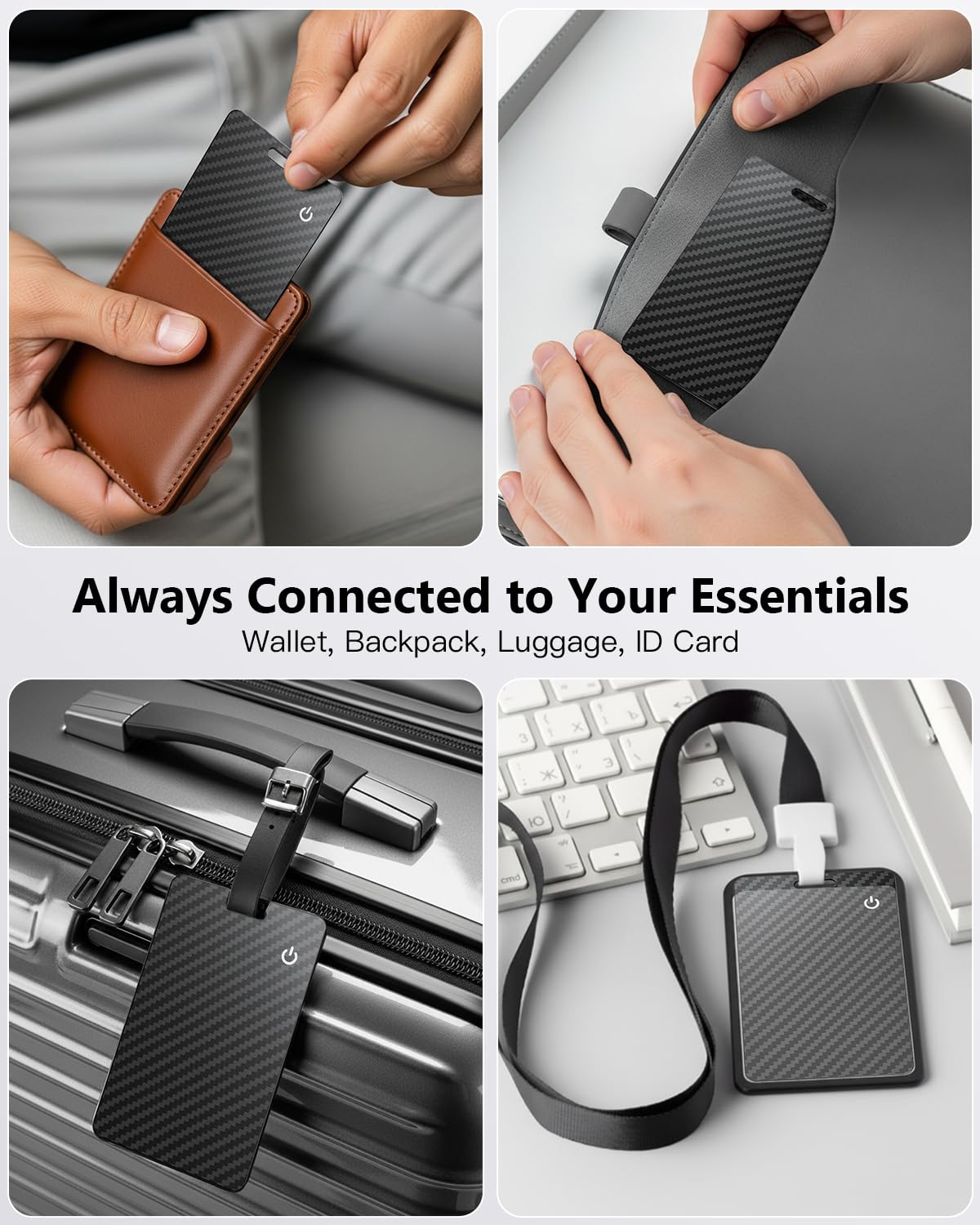 Smart Air Tracker Card Tag Ricaricabile Wallet Tracking Card Compatibile con Apple Dov'è, Localizzatore Portafoglio sottile 1,7 mm