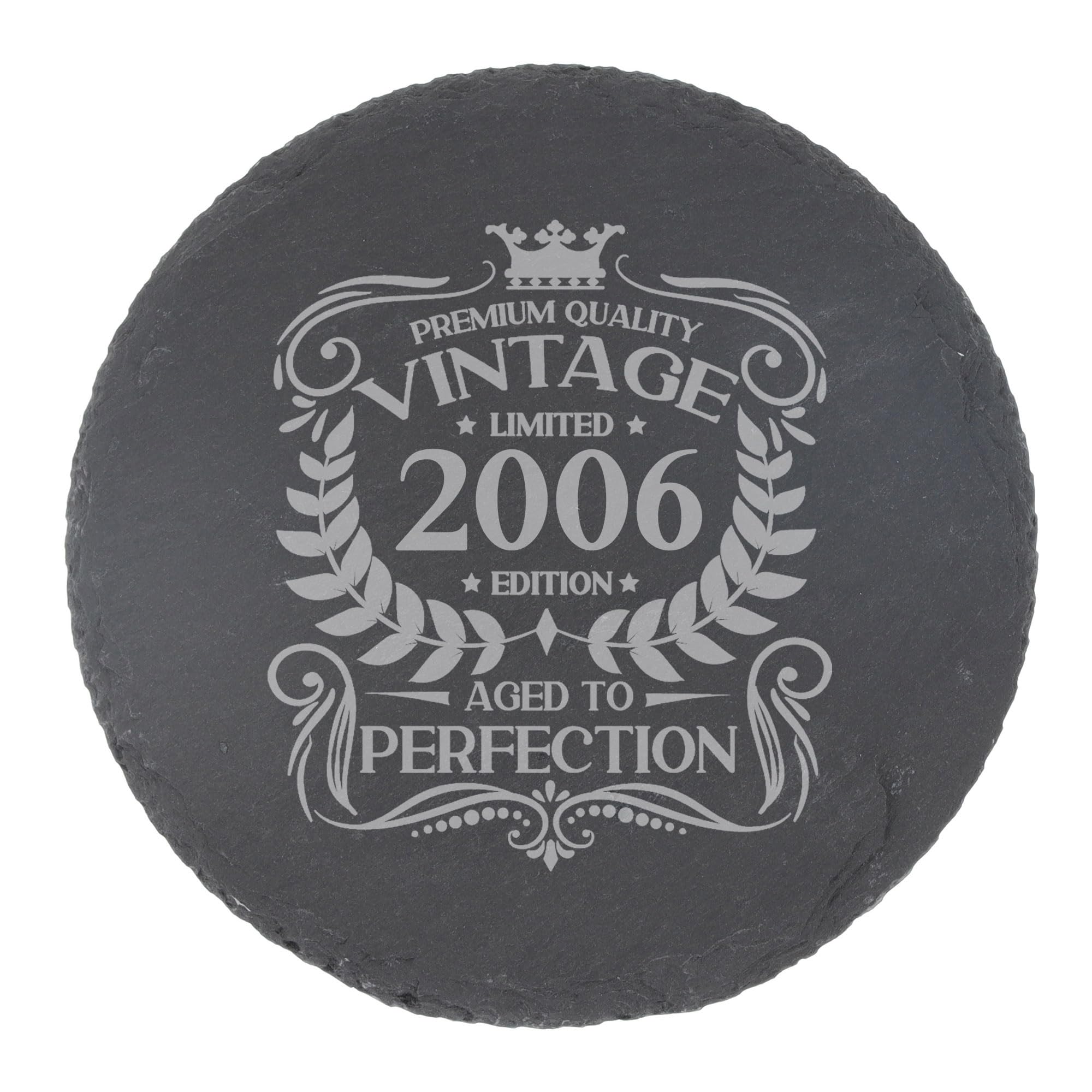 80th Birthday Gift for Men Vintage 1946 Aged to Perfection Engraved Slate Coaster Present for 80 Year Old Etched Natural Slate Placemat (Round Slate) — view 220