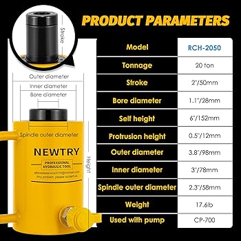 CGOLDENWALL Hydraulic Cylinder 20T Professional With Hydraulic Pump CP
