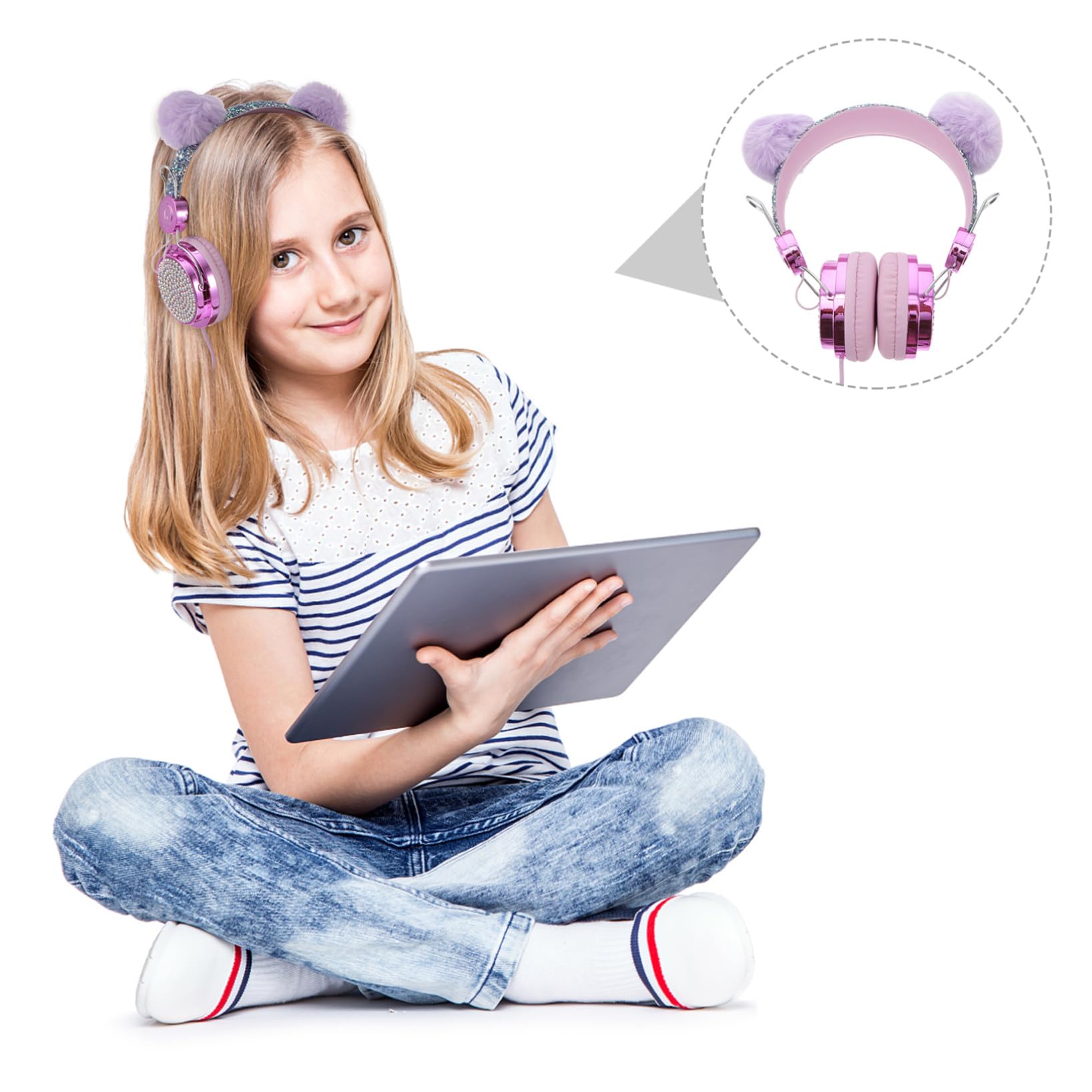 UKCOCO 2 Pièces Écouteurs Casque pour Enfants Casque Audio Filaire Casque De Lumière LED Casque Filaire avec Micro Casques De Moniteur De Casque Licorne Fille Abdos dans L'oreille