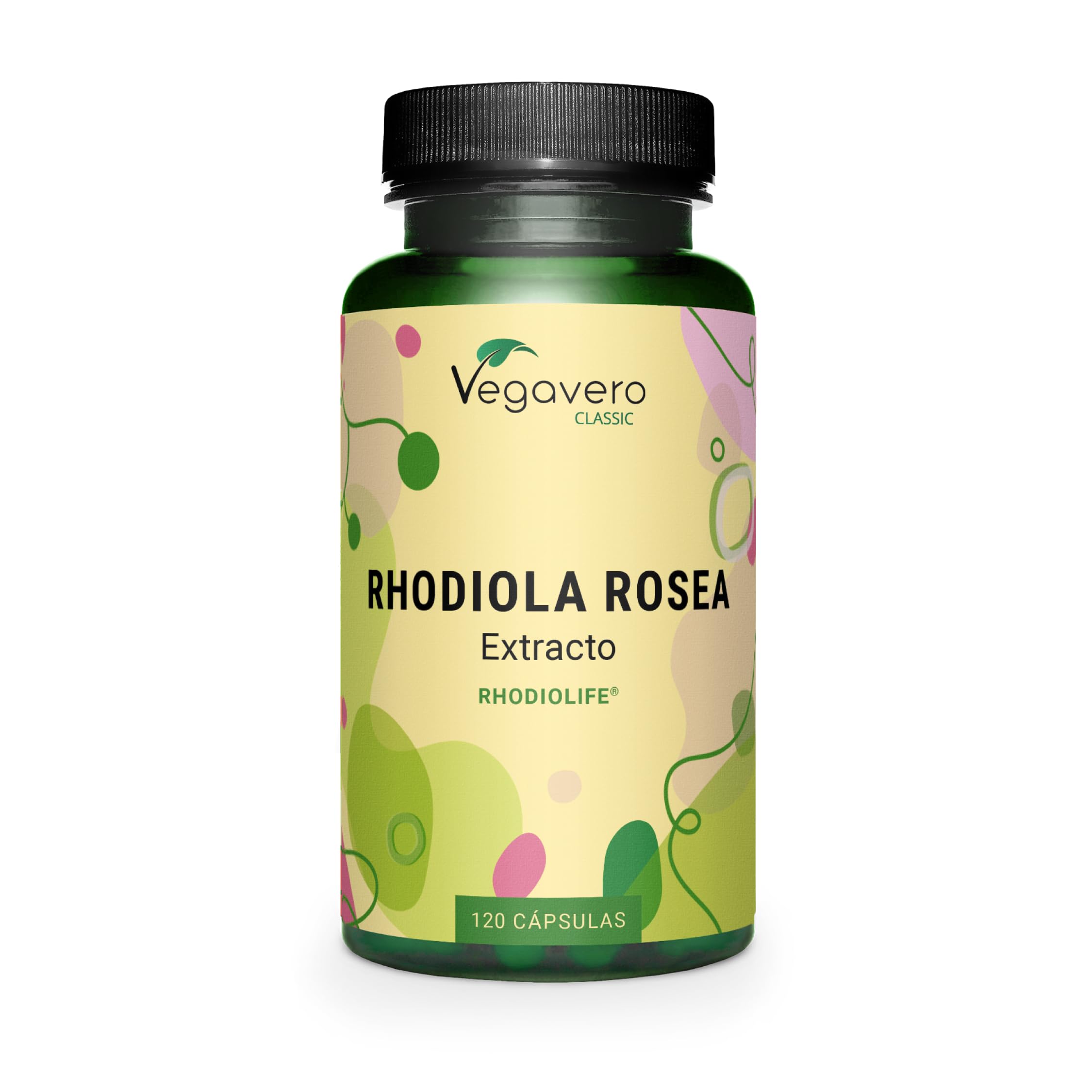 Rhodiola Rosea | RHODIOLIFE | 1200 mg | Con 3% Rosavines + 1% Salidroside | Concentración | Sin Aditivos & Vegano | 120 Cápsulas | Vegavero