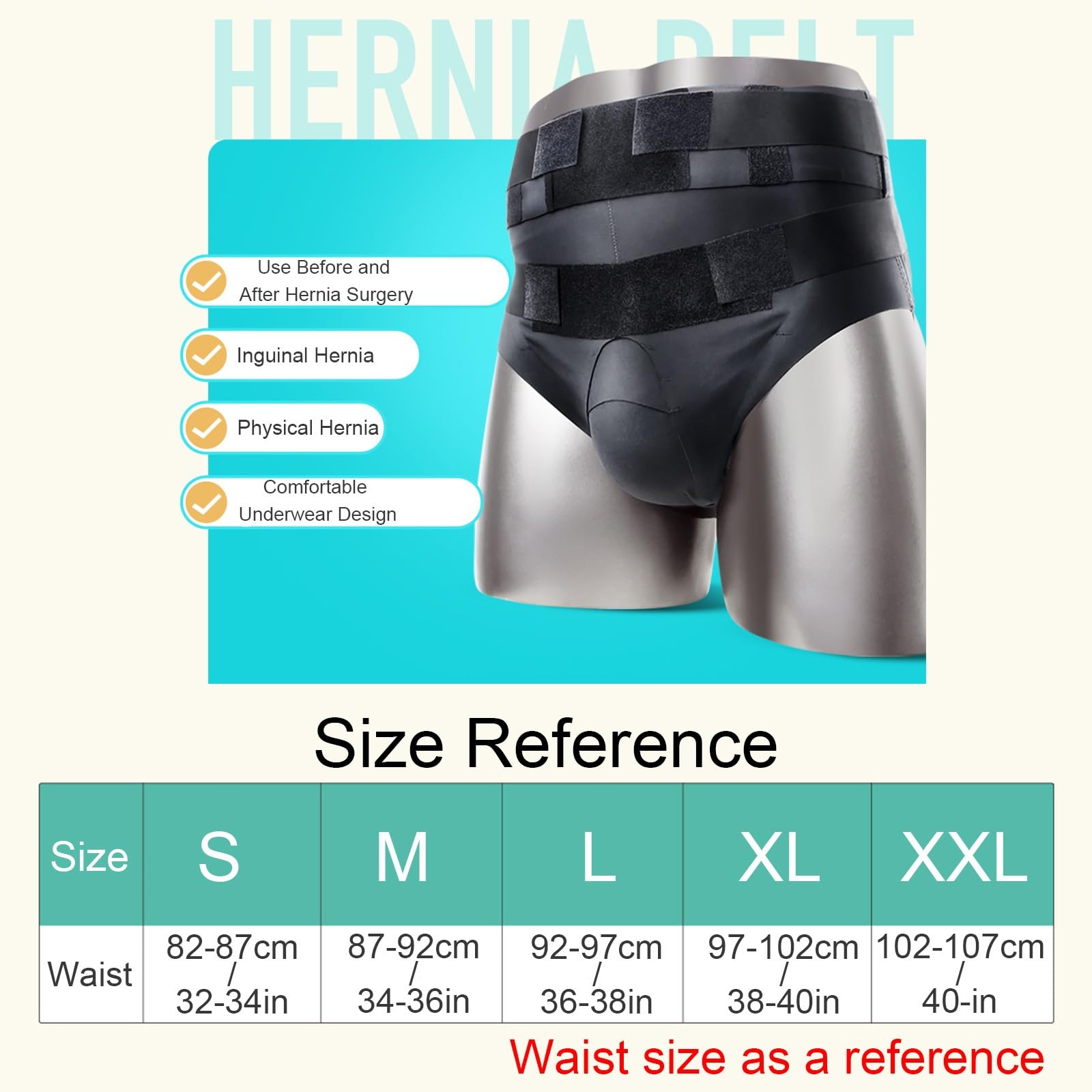 Braguero Hernia Inguinal Hombre, Hernia Inguinal Hombre, Soporte Escrotal con 2 Almohadillas de Compresión Extraíbles Extragrandes(X-Large)