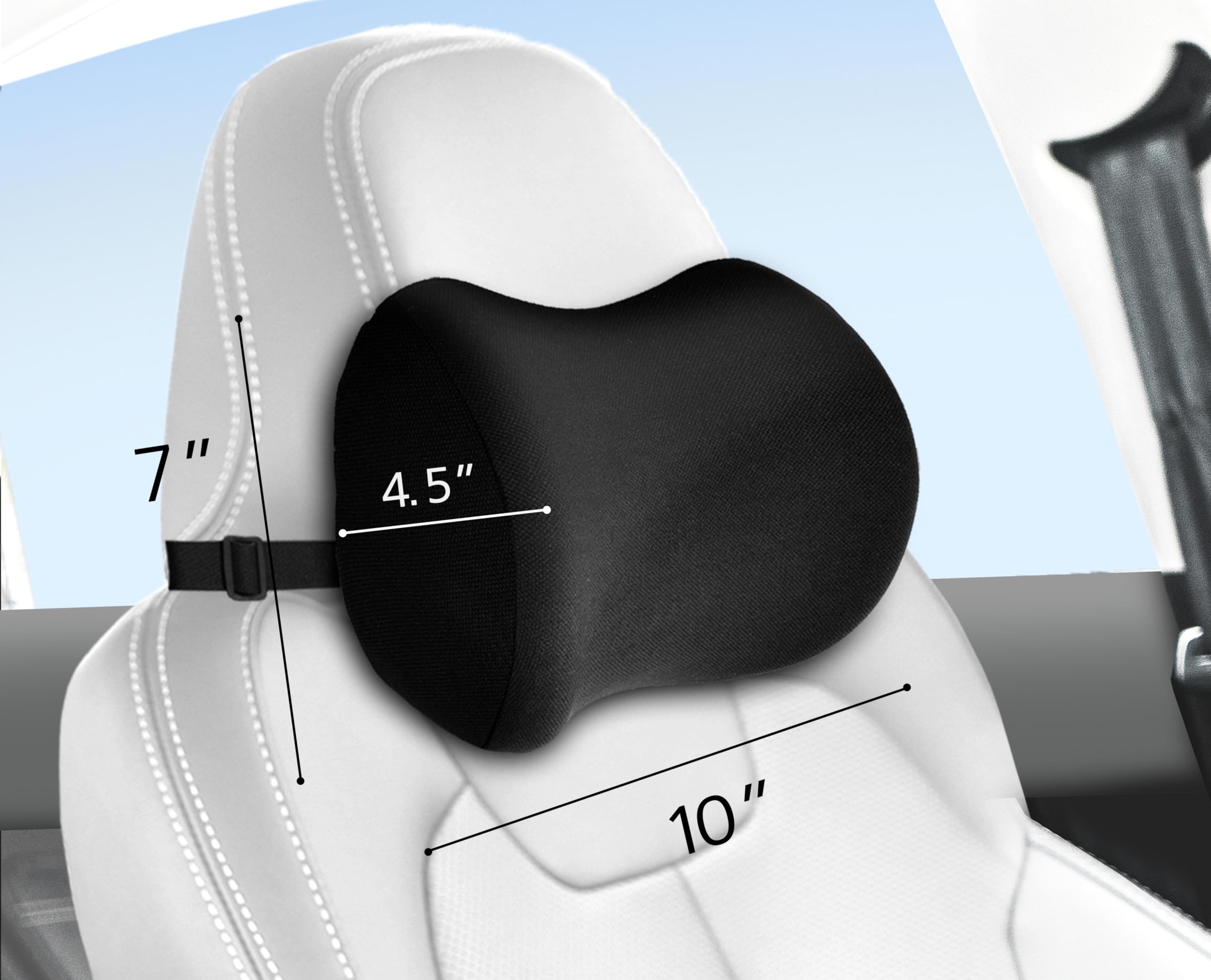 2 Pack Car Neck Pillow, 100% Memory Foam Car Headrest Pillow for Neck Support, Breathable Removable Cover & Adjustable Strap, Ergonomic Design for Driving Comfort, Neck Pain Relief, Travel 4