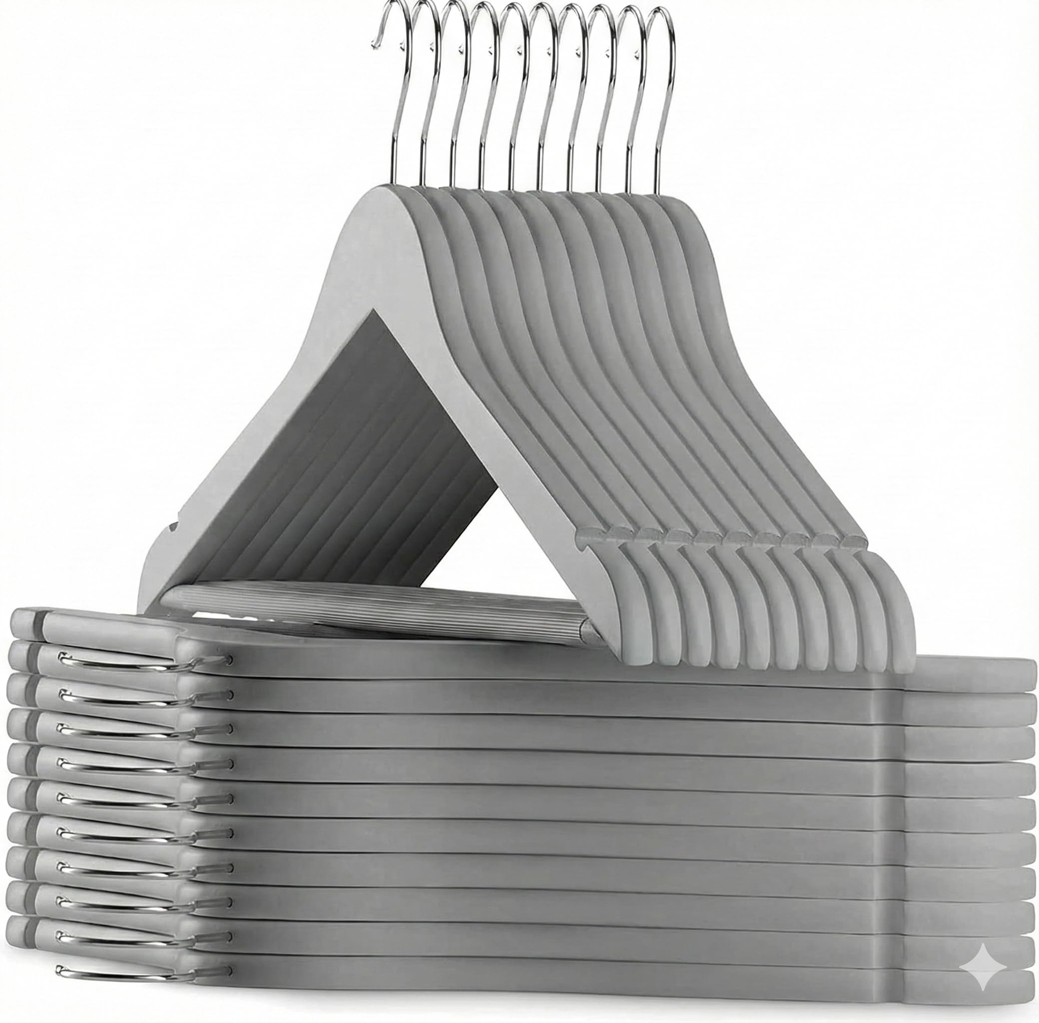 1ABOVE Grade-A Strong Wooden | Made By Natural Wood and Non-Slip Trouser bar | Coat Hangers | Strong Shoulder Notches (20, GREY)