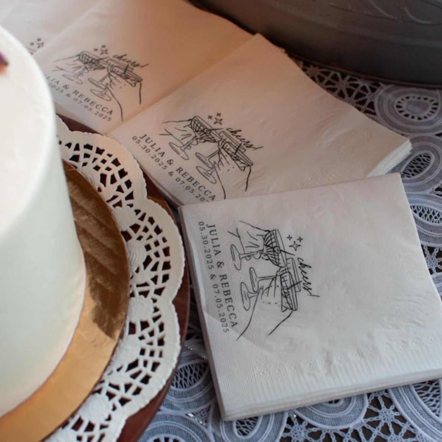 Tovaglioli da cocktail personalizzati, tovaglioli personalizzati per matrimoni con iniziali e data, 12,2 x 12,2 cm, tovaglioli personalizzati per ricevimenti di nozze, addio al nubilato, feste di