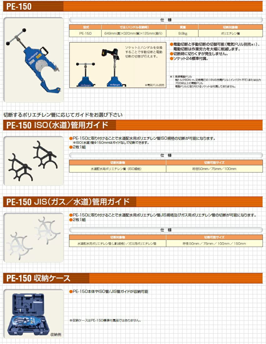 Amazon | シブヤ ポリエチレン管用垂直切りカッター PE-150 051738