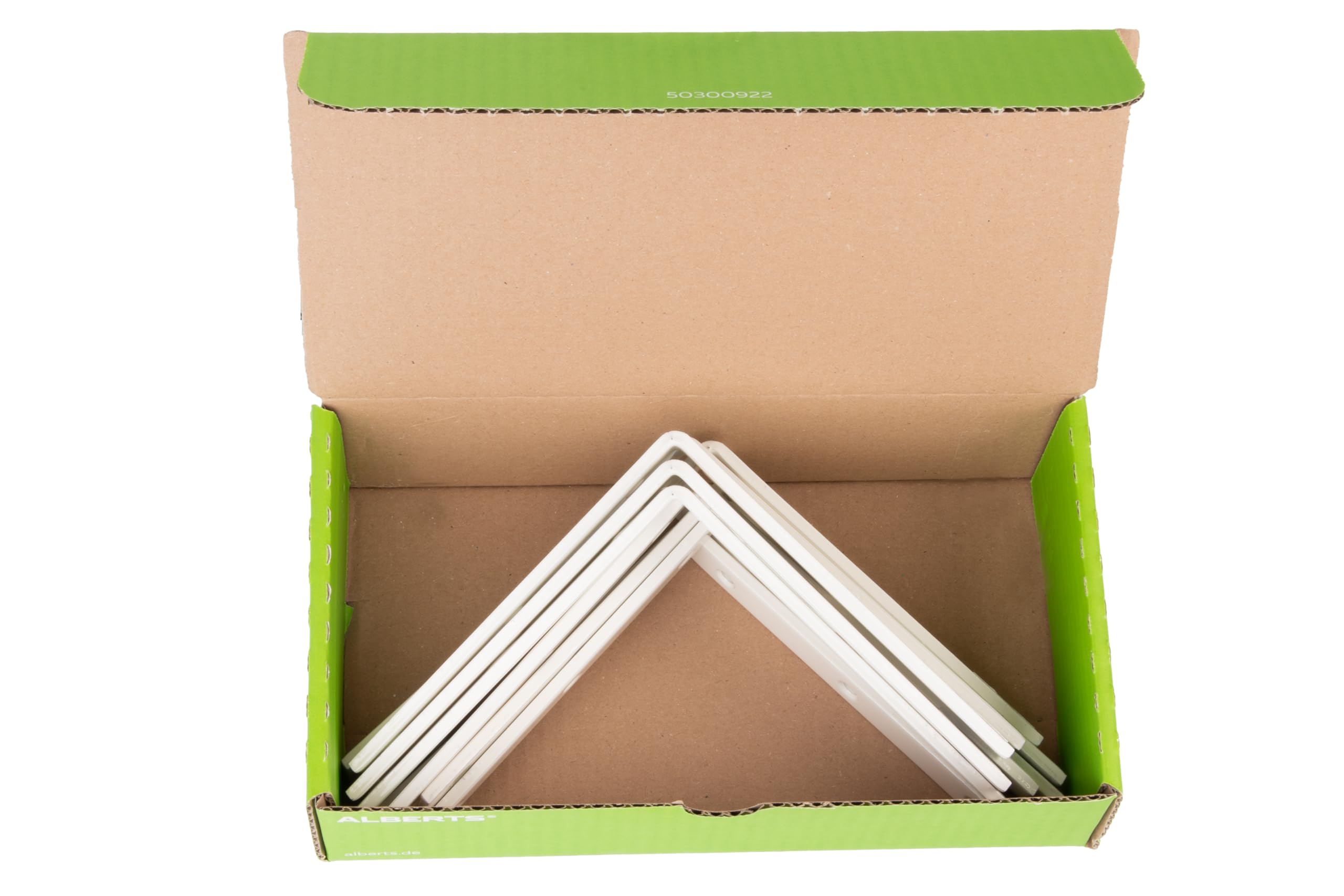 Alberts 847869 Équerre de poutre | étroite | plastifiée, en blanc | 160 x 160 x 20 mm | kit de 10