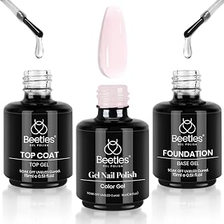 Beetles Gel Nail Polish Kit 3pcs 15ml Base Top Coat Jelly Pink Set | Jelly pink gel polish set includes base and top coat for easy DIY manicures.