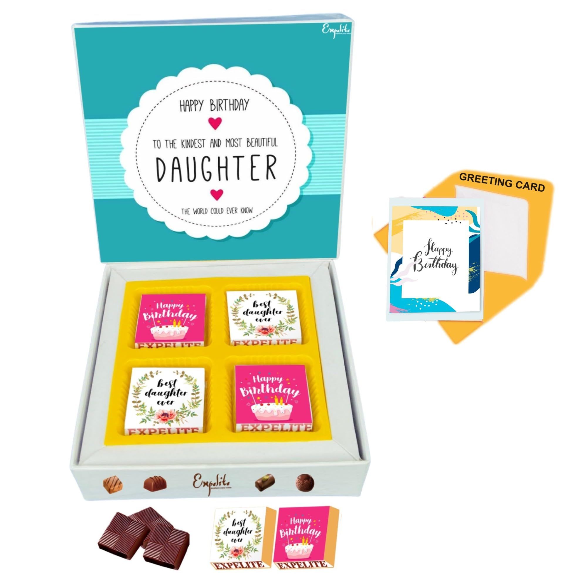 Expelite Happy Birthday Gift Box | Birthday Gift For Girls, daughter | 24 Pieces Chocolate Gift Pack | Birthday Greeting Card | Almond, Butter scotch, Cranberry Chocolates (B0C9T7JQXM) Amazon Price History, Amazon Price Tracker