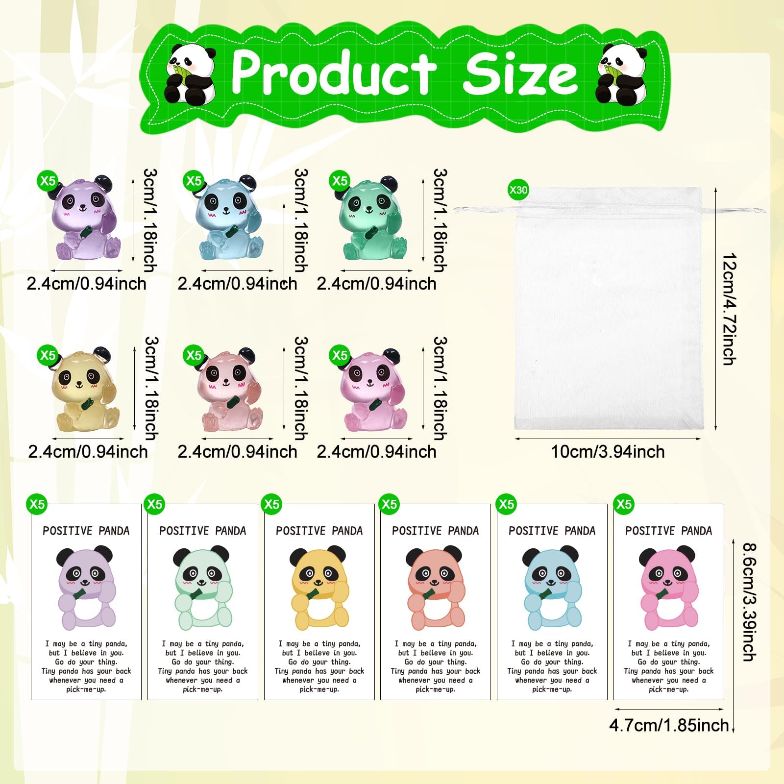 90PCS Employee Appreciation Gifts Bulk for Coworkers Thank You Staff Gift Animal Mini Panda Inspirational Note Cards Funny Resin Office Coworkers Appreciation Pocket Favors - Image 2