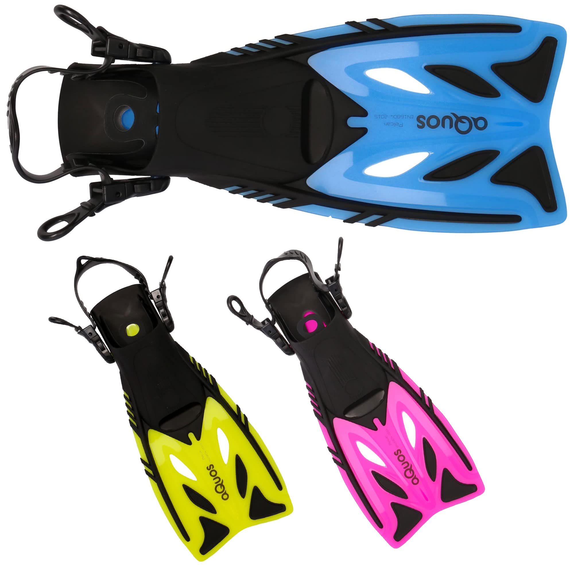 Aquos Kinder Flossen Pelican Taucherflossen verstellbar 27-31 32-37 mitwachsend