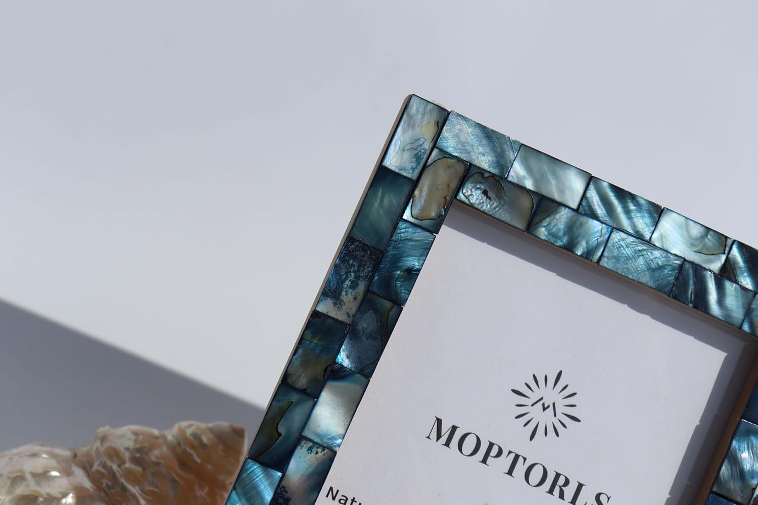 8x10 Mother of Pearl Shell Picture Frame, Suitable for Hangable Wall and Tabletop, Ideal for Home Decoration and Gifts, 1 Item Dark Blue