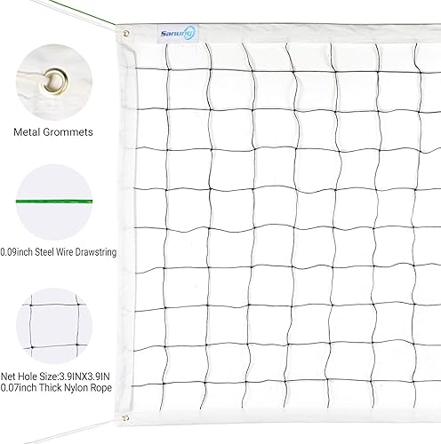 Miniatura 2 de Sanung Red de voleibol con alambre de acero para jardines interiores y exteriores, campus, patio, piscina, parque, playa, juego portátil, tamaño