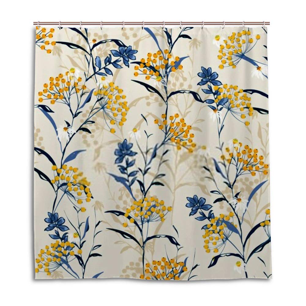 Rideau de douche floral jaune CHEHONG pour une salle de bain lumineuse