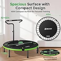 Vista 8 de BCAN 40"/48" Foldable Mini Trampoline, Rebounder Trampoline for Adults, U/T Adjustable Foam Handle, Exercise Rebounder for Adults Indoor/Garden