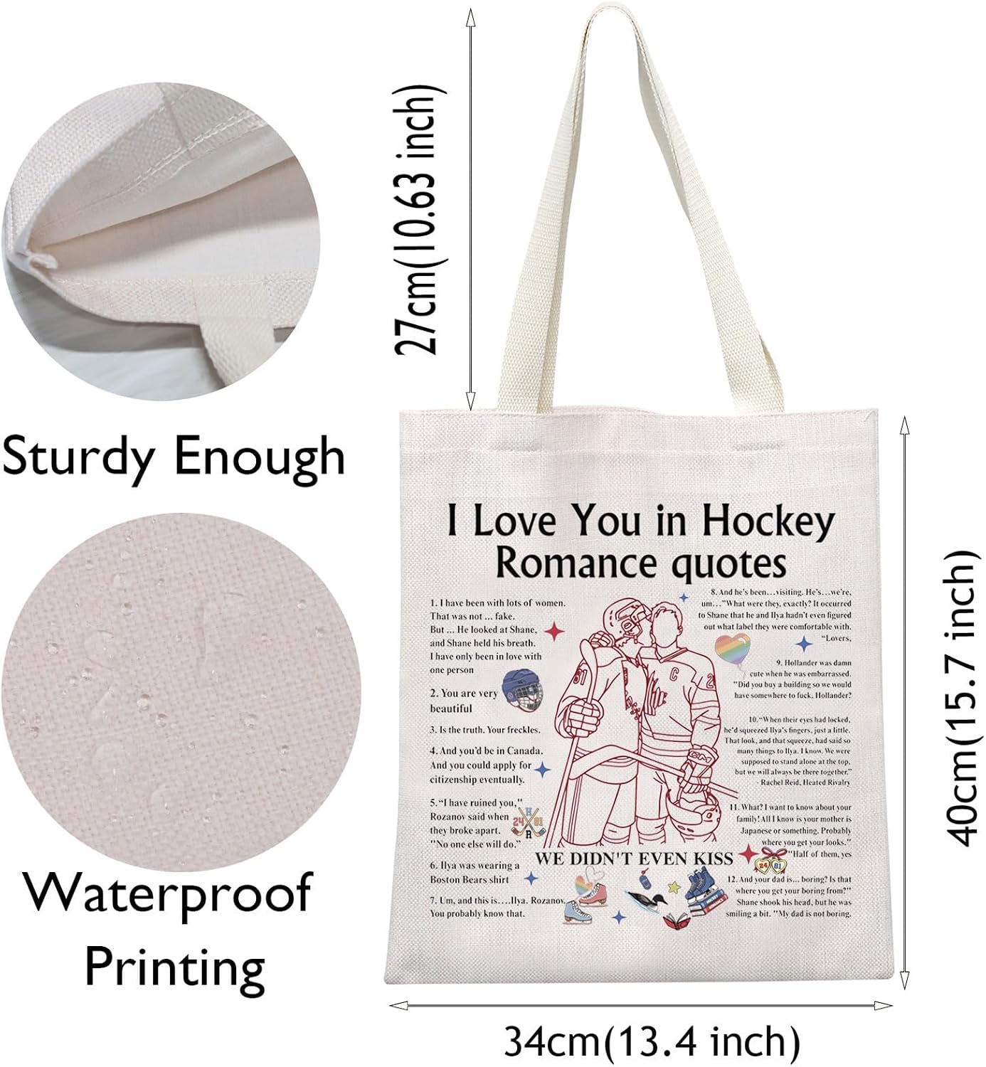 VAMSII Hockey Movie 24 81 inspired Gifts Hockey Romance Tote Bag LGBT Hockey Romance Fan Gift Cartoon TV Show Gift image 5
