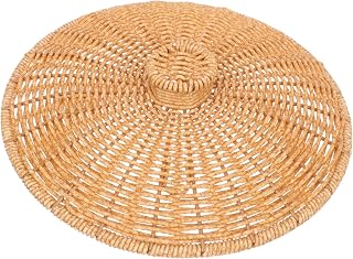 Cabilock Imitation Rattan Waste Basket Lid Plastic Trash Can Cover for Living Room Kitchen Bathroom Replacement Lid for Sundries Container Easy to Clean and Maintain