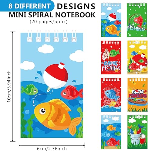 Miniatura 2 de Faccito 24 piezas de suministros de fiesta de pesca, mini cuadernos de fiesta de pesca, cuadernos de bolsillo para niños que se van a pescar,