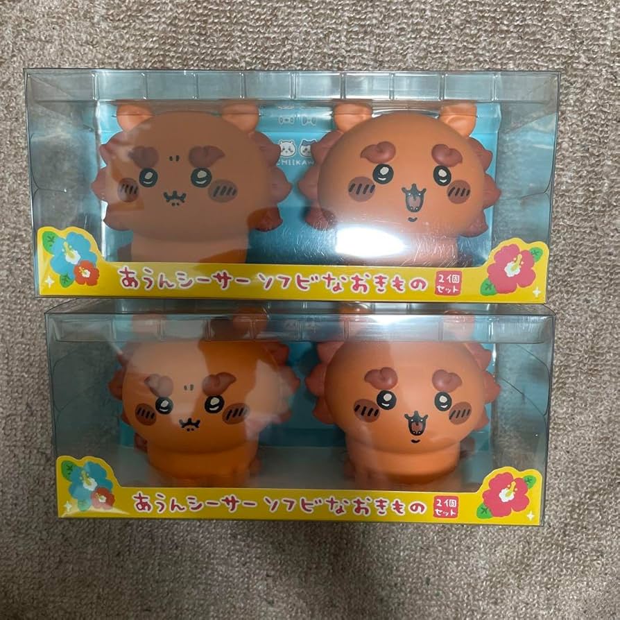 あうんシーサー　ソフビなおきもの　2個セット Amazon.co.jp: ちかわ シーサー祭り あうんシーサー ソフビなお