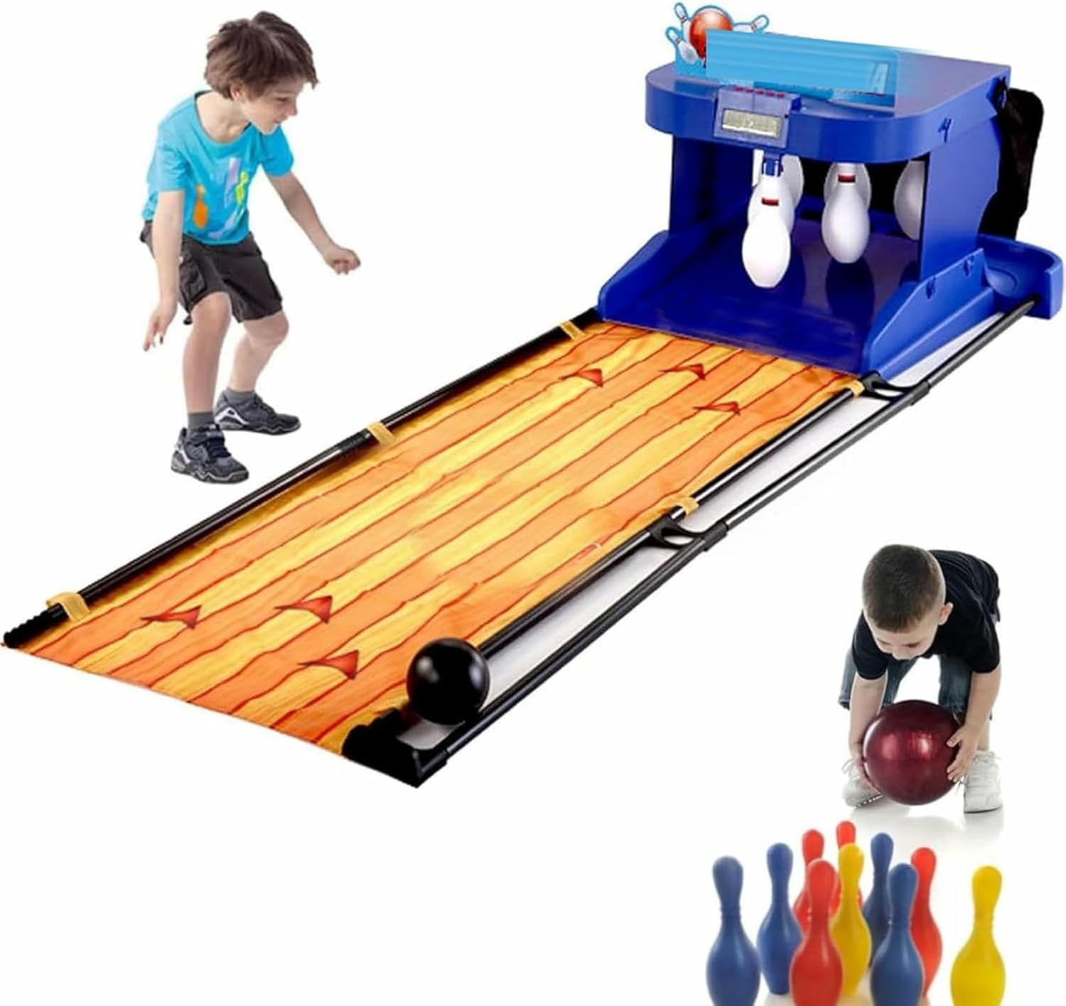 Electronic Bowling Alley Game, Indoor Bowling Game Machine, Automatic Reset/Lighting/Simulated Sound Effects, Suitable for Family Games