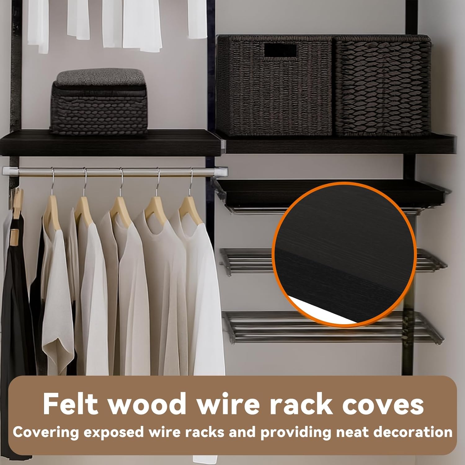 5 Pack 24x12in Wire Shelf Cover for Pantry, Closet, Kitchen – Waterproof PVC Wood-Look Wire Rack Covers for Shelves, Multiple No-Tool Installation