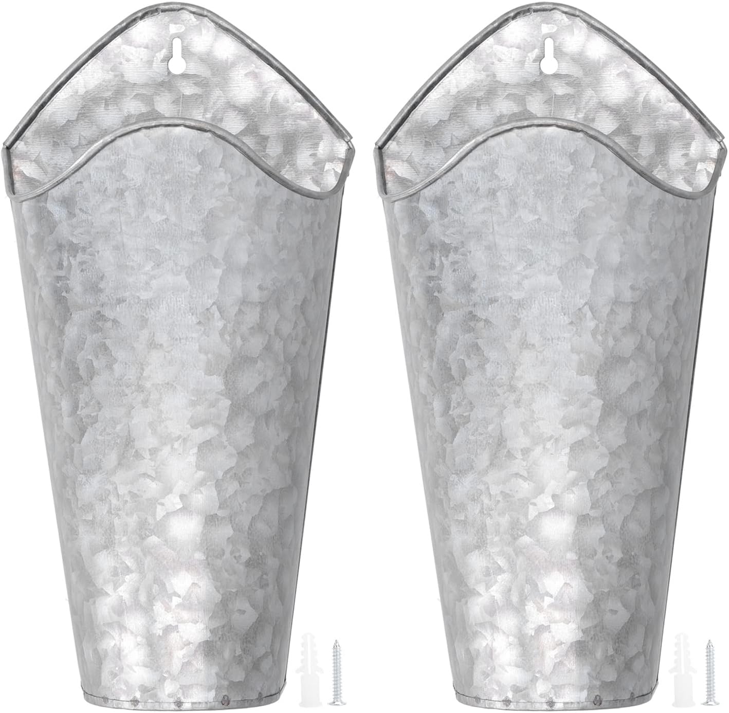 2 PCS Hanging Flower Pots, Iron Art Wall Planter Hanging Flowers Pot, Metal Iron Wall Planter Indoor for Home Indoor Outdoor Decoration 9x15x30cm