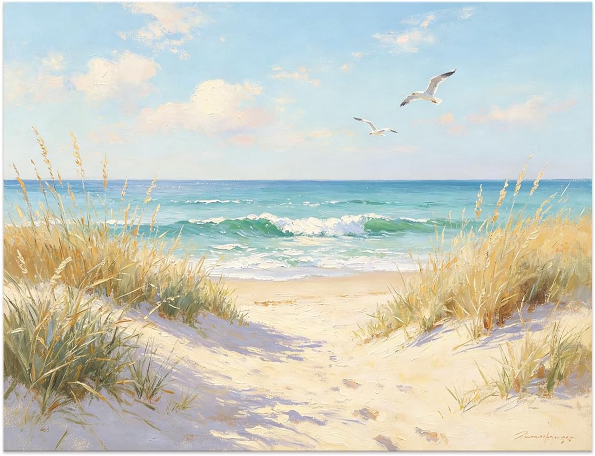 Amazon.com: Coastal Dune Path Wall Art Beach Grass Canvas Print Ocean ...